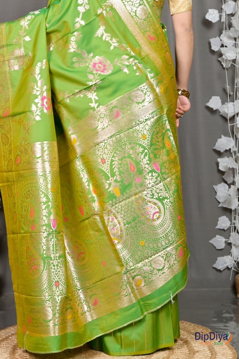 Green Cotton Silk Parosha Kathan Saree (508)